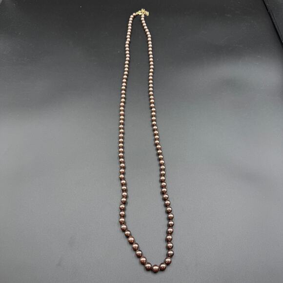 Charter Club Necklace Gold Tone Brown Glass Bead Faux Pearl Jewelry - Picture 1 of 4